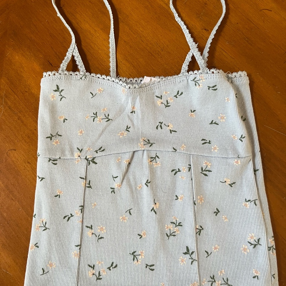 Floral Print Women's Camisole - Light Blue Cotton On XXS